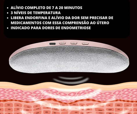 Massageador elétrico para cólicas menstruais com cinto vibratório e aquecedor para alívio da dor