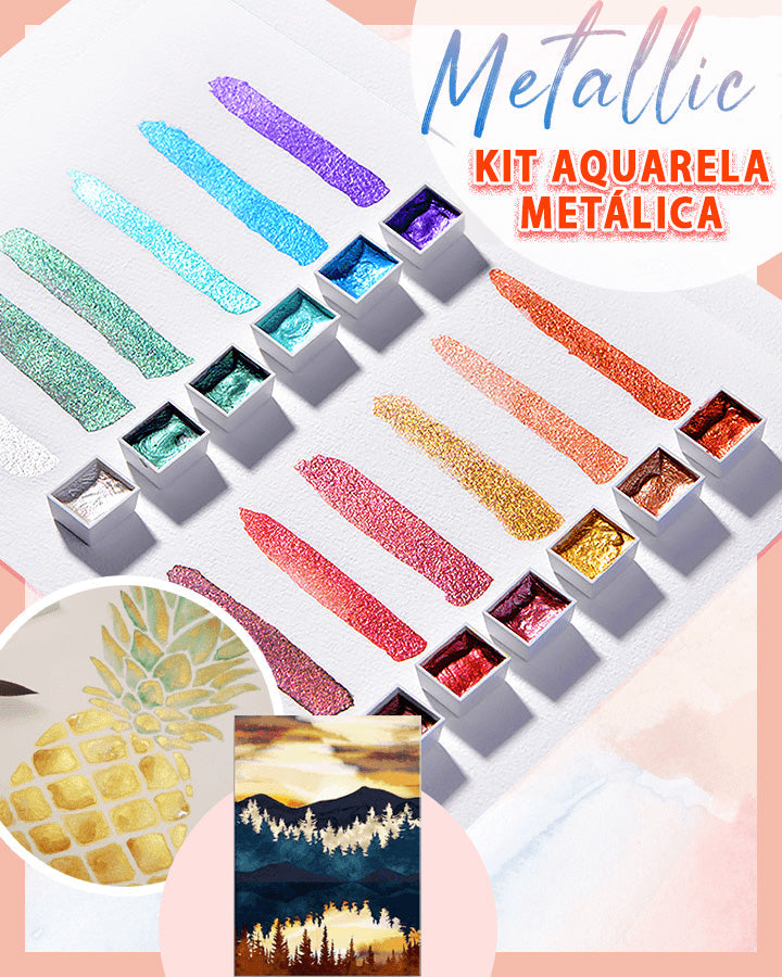 Kit Pintura Aquarela Metálica